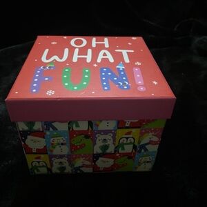 Christmas Oh What Fun red multi color 6 X 5 inches Gift Box NWT